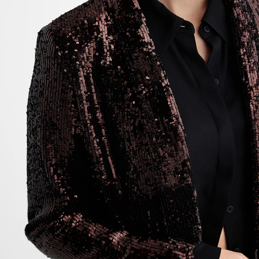 Express Sequin Open Front Boyfriend Blazer, Fully Lined, Size XL 16/18 - Picture 5 of 16